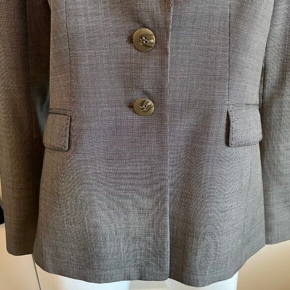 classiques entier 2 Button Notch Collar 100% Virgin Wool Blazer Tan Brn Sz 8 - Picture 4 of 13